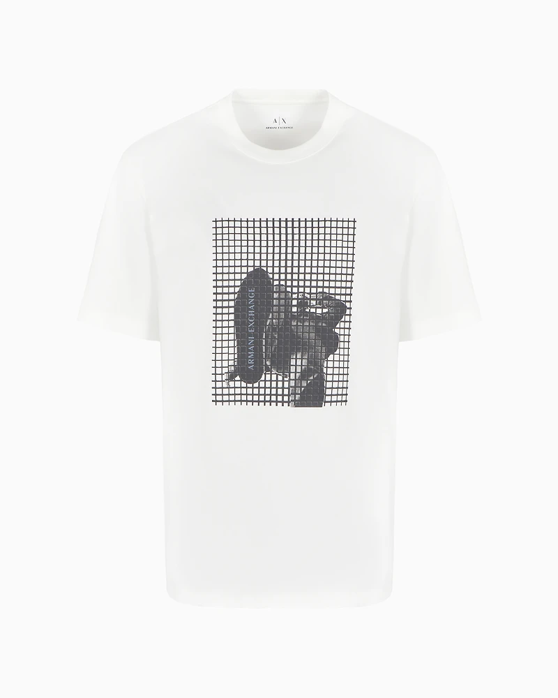 Armani Exchange - Regular fit heavy cotton T-shirt with ASV photo print, Man, White, Size: