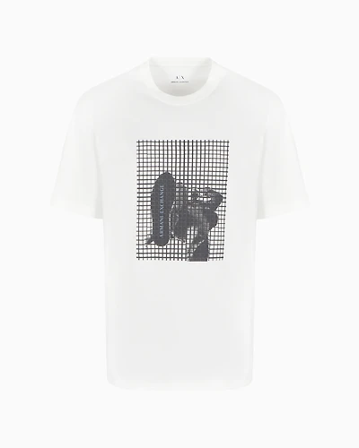Armani Exchange - Regular fit heavy cotton T-shirt with ASV photo print, Man, White, Size: