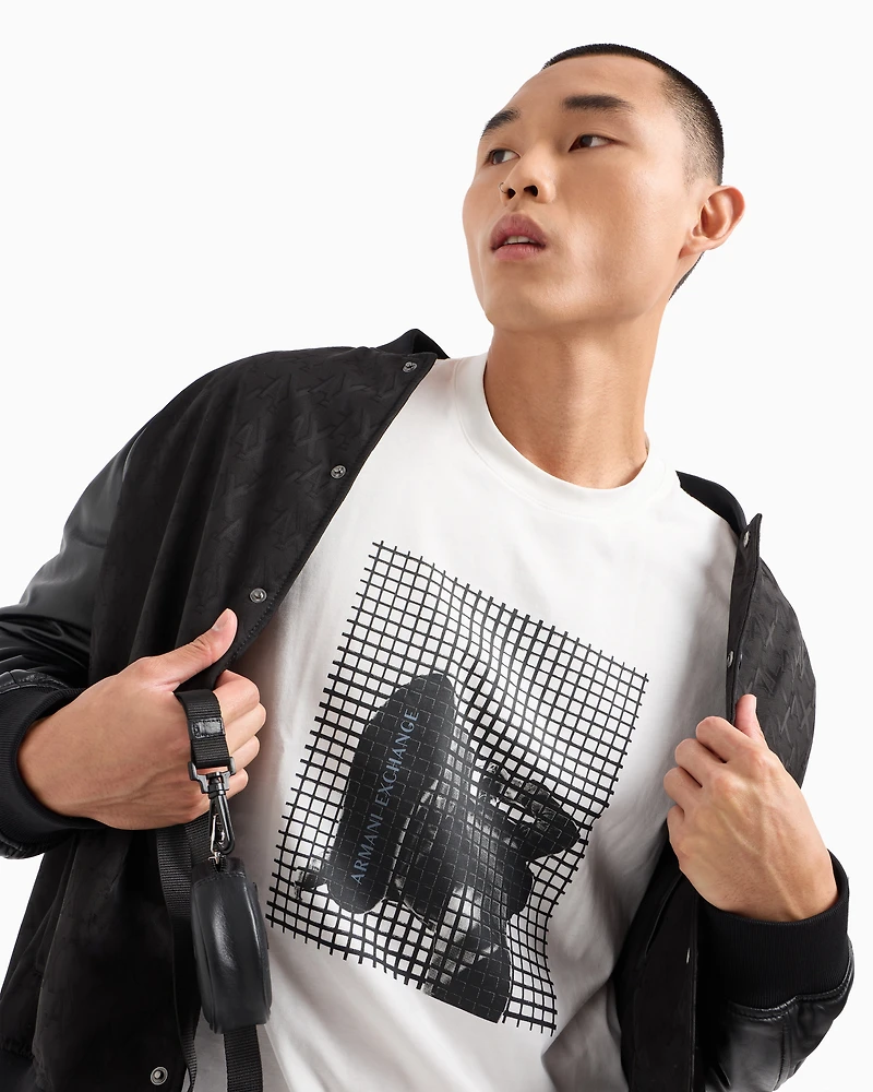Armani Exchange - Regular fit heavy cotton T-shirt with ASV photo print, Man, White, Size: