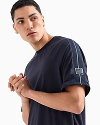Armani Exchange - ASV Cotton Sleeve Band T-Shirt, Man, Navy Blue, Size: