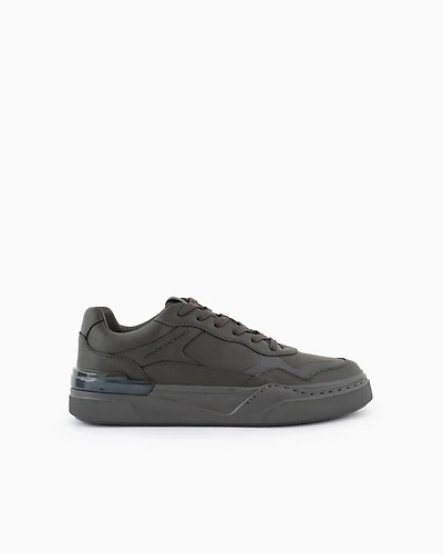 Eco-leather sneakers with decorative stitching