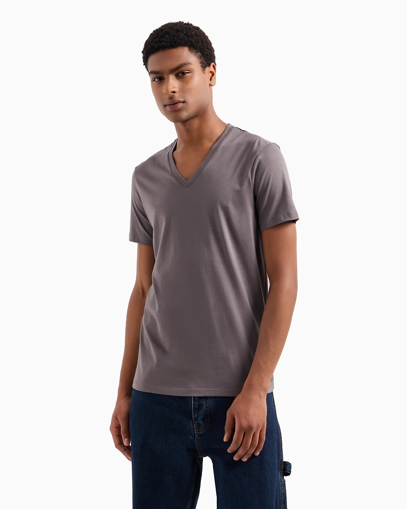 Armani Exchange - Slim fit T-shirt Pima cotton jersey, Man, Grey, Size: