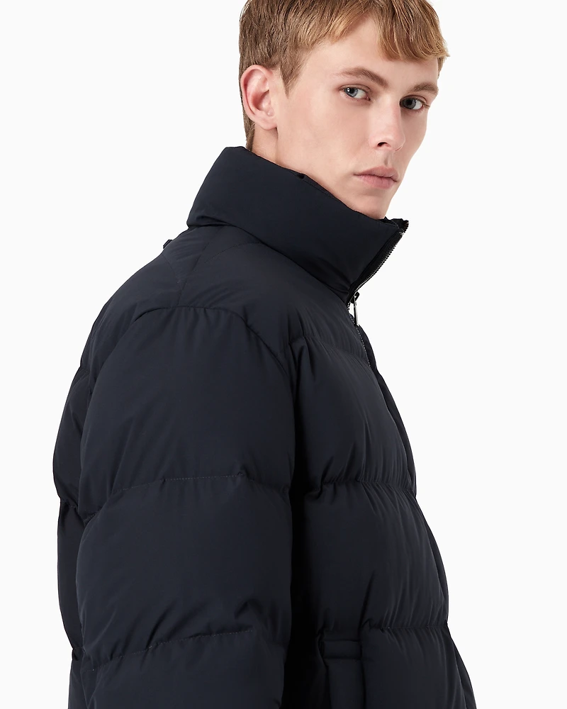 Emporio Armani - Oversized, quilted nylon, full-zip puffer jacket, Man, Navy Blue, Size: