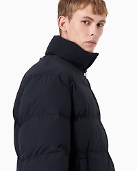 Emporio Armani - Oversized, quilted nylon, full-zip puffer jacket, Man, Navy Blue, Size: