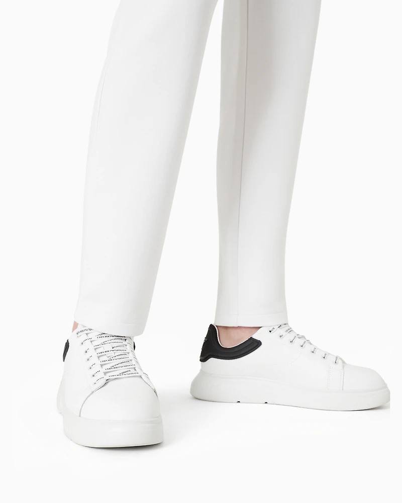 Emporio Armani - Double-jersey joggers with eagle logo patch, Man, White, Size: