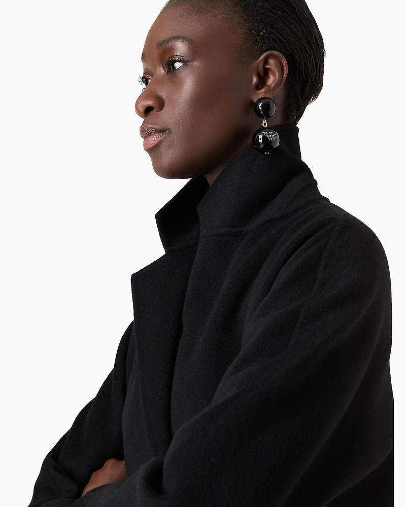 Emporio Armani - Casentino wool and cashmere double-breasted coat, Woman, Black, Size:
