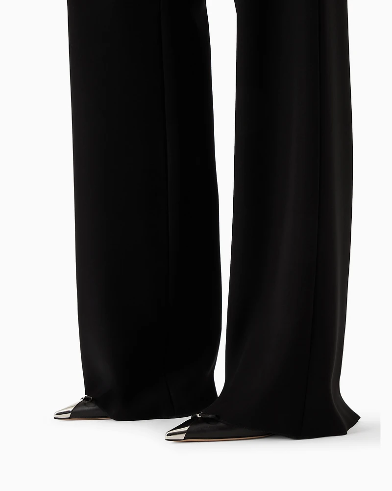 Emporio Armani - Techno cady palazzo trousers, Woman, Black, Size: