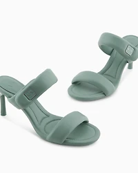 Armani Exchange - Heeled sandals with two straps, Woman, Green, Size: 35