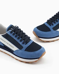 Suede sneakers with mesh inserts