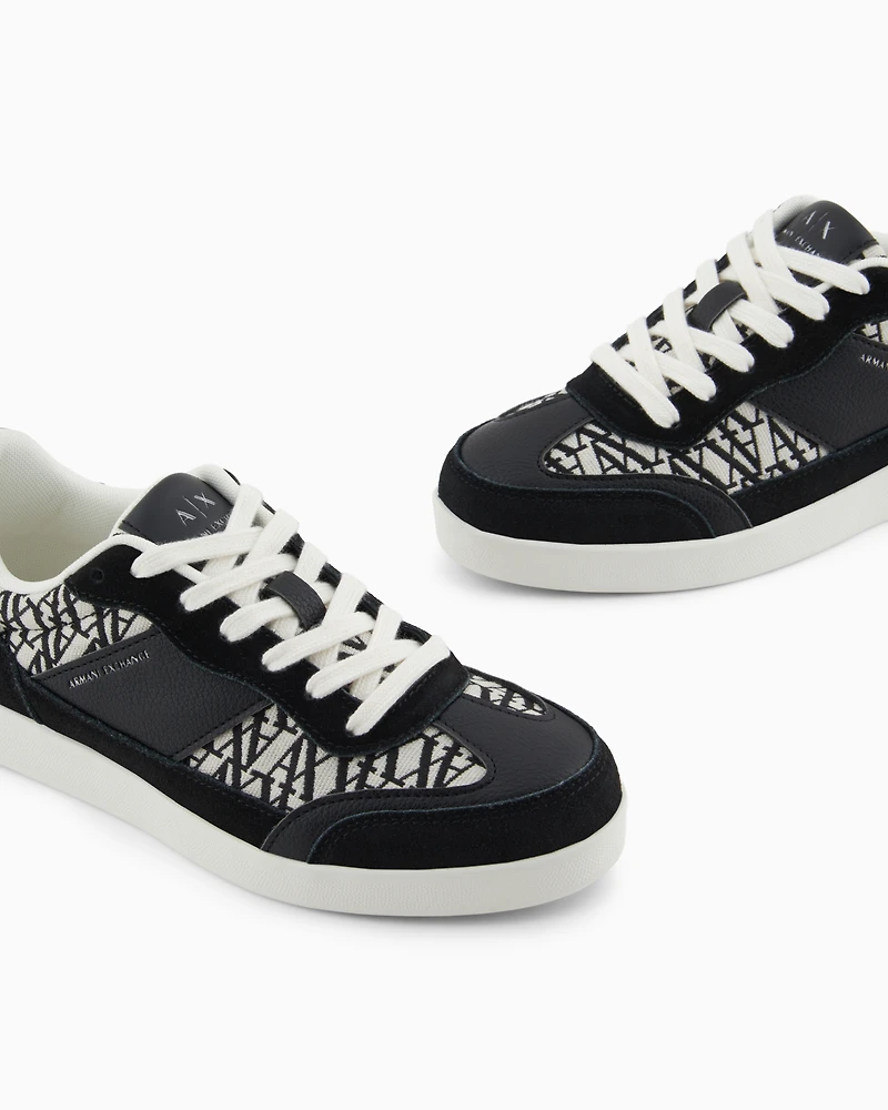 Sneakers with allover logo inserts