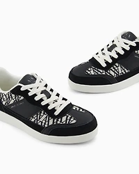 Sneakers with allover logo inserts