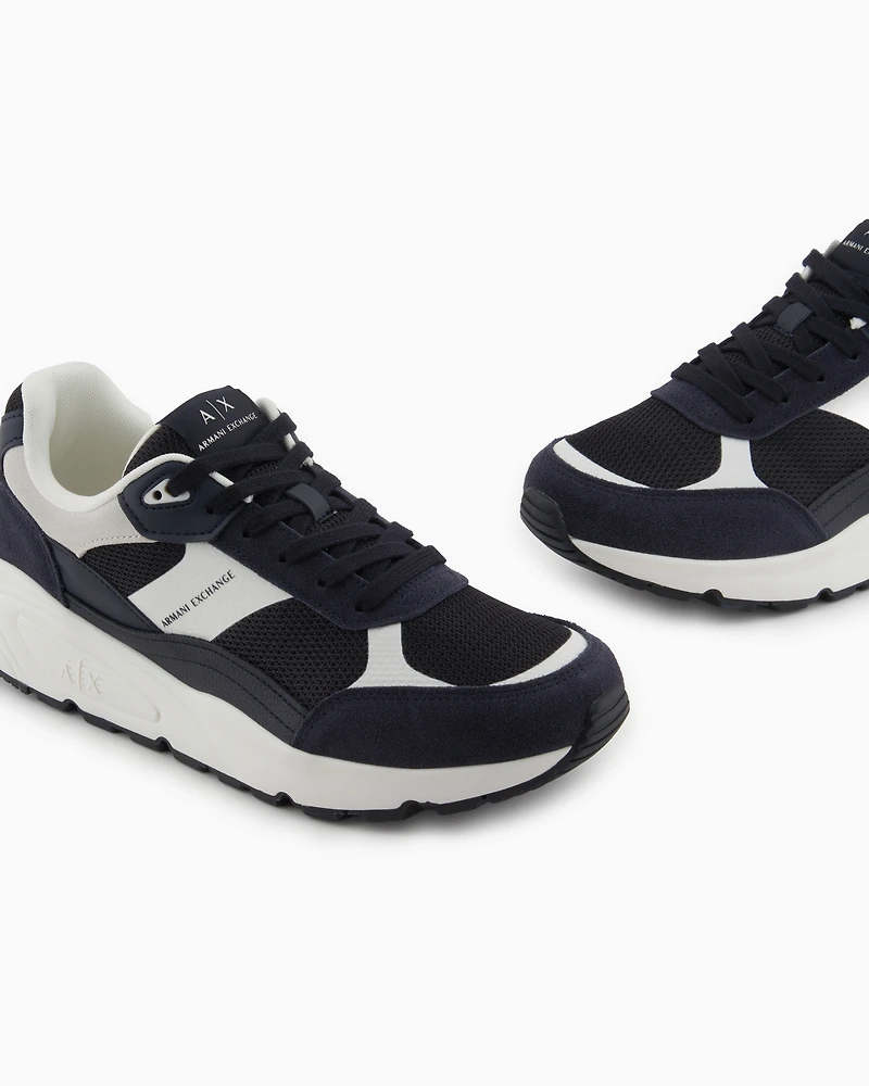 Armani Exchange - Oversized sneakers with contrasting inserts, Man, Black, Size: