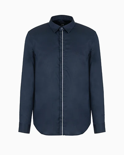 Regular fit satin cotton shirt with piping