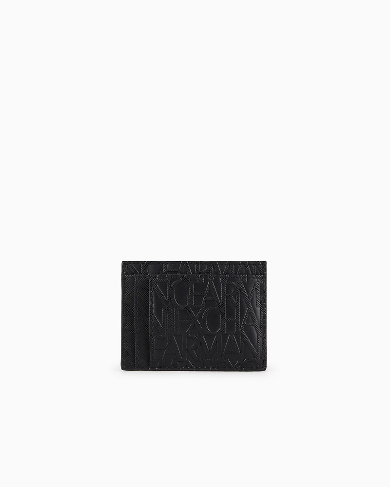 Card holder made of recycled material with embossed logo writing
