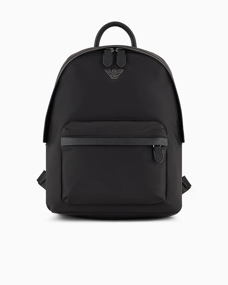 Emporio Armani - ASV recycled nylon backpack with eagle plaque, Woman, Black, Size: TU