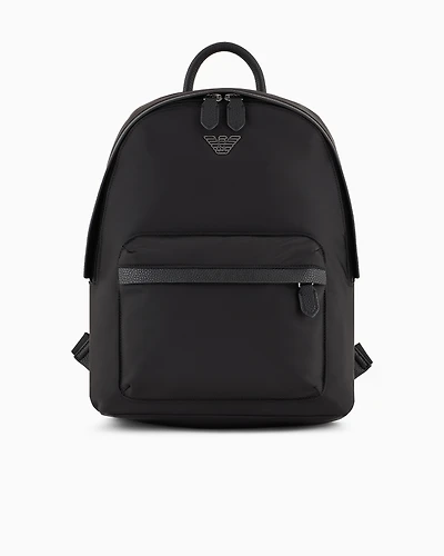 Emporio Armani - ASV recycled nylon backpack with eagle plaque, Woman, Black, Size: TU
