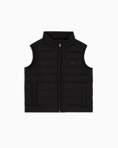 Emporio Armani - ASV recycled down sleeveless puffer jacket quilted nylon, Boy, Black, Size:
