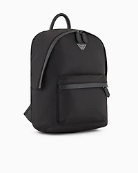 Emporio Armani - ASV recycled nylon backpack with eagle plaque, Woman, Black, Size: TU