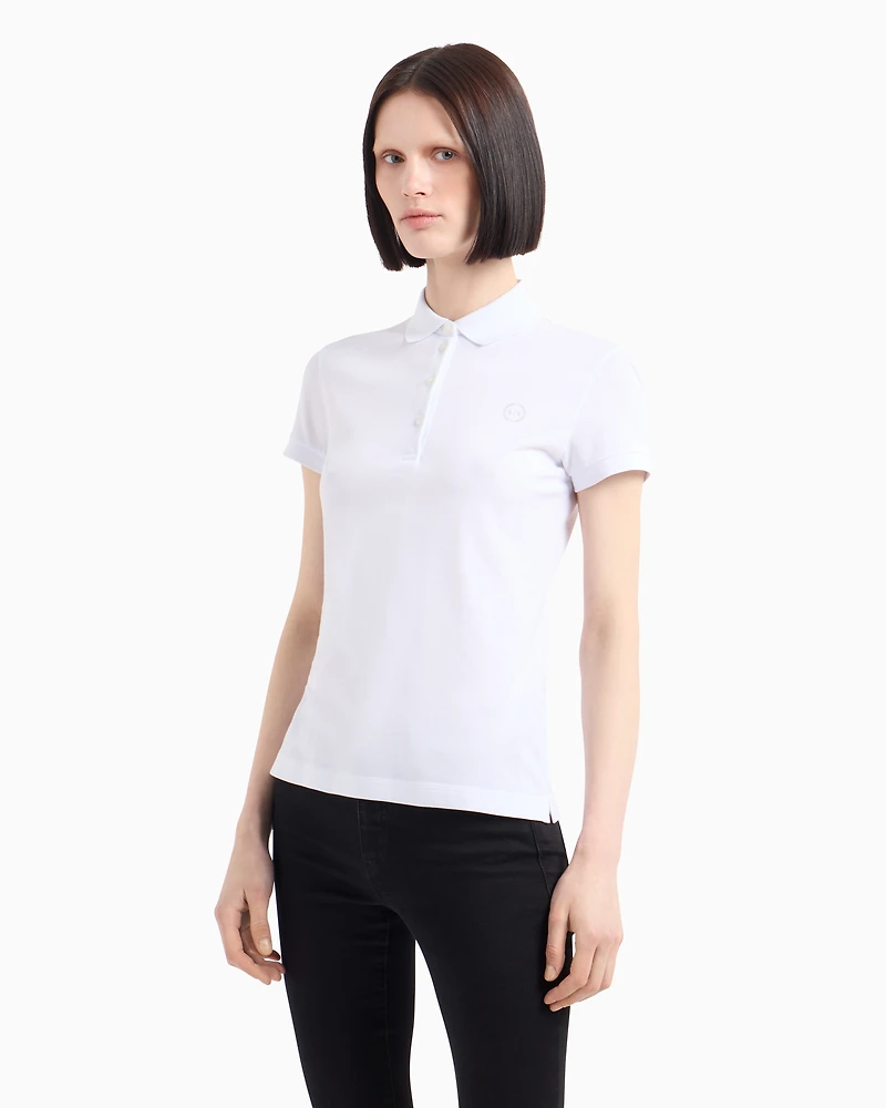 Slim fit piquet polo with round logo