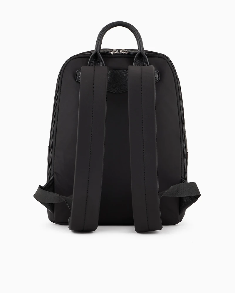 Emporio Armani - ASV recycled nylon backpack with eagle plaque, Woman, Black, Size: TU