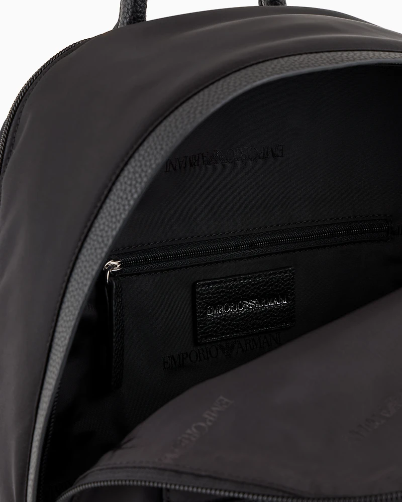 Emporio Armani - ASV recycled nylon backpack with eagle plaque, Woman, Black, Size: TU