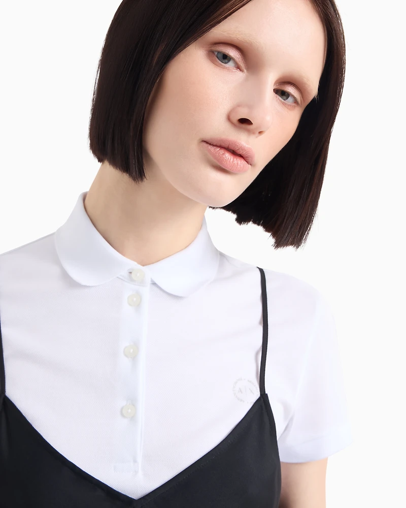 Slim fit piquet polo with round logo