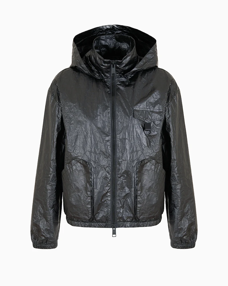 Non-woven windbreaker with hood and hook