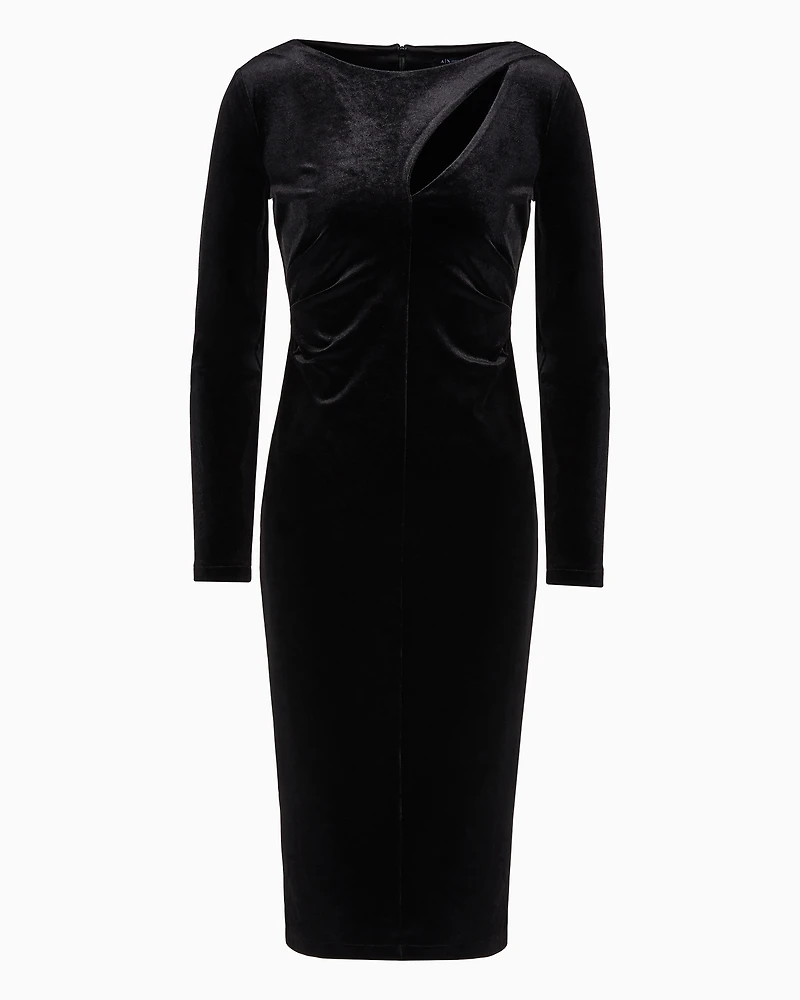 Velvet longuette dress with cut-out