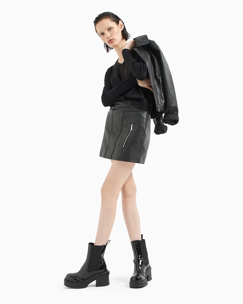 Armani Exchange - Regular fit T-shirt flamed fabric with allover monogram, Woman, Black, Size: