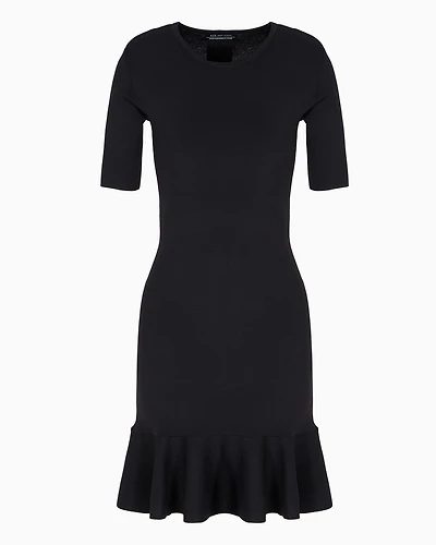 Midi dress with ruffled skirt and short sleeves