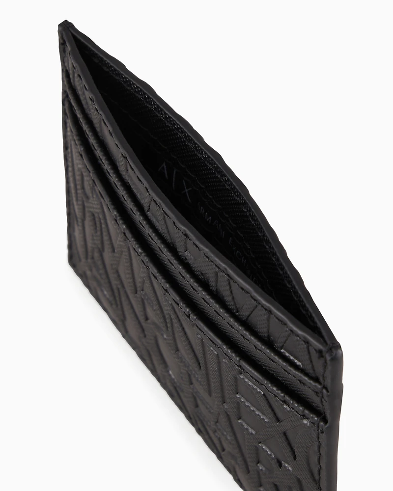 Card holder made of recycled material with embossed logo writing