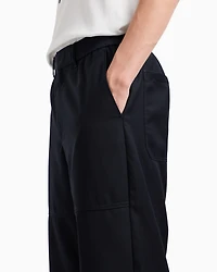 Rayon wide leg trousers with stitching details