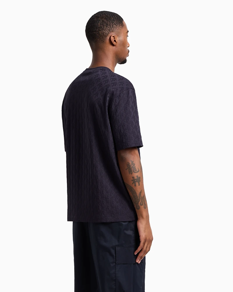 Regular fit cotton T-shirt with tone-on-tone allover logo