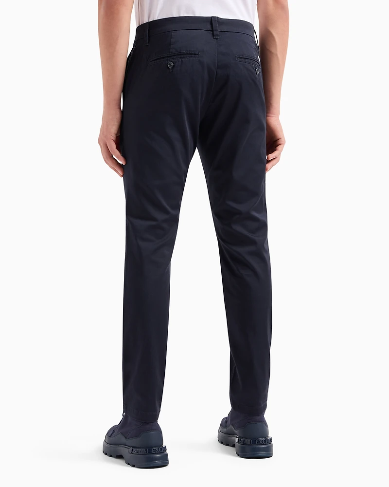 Armani Exchange - Cotton poplin chino trousers, Man, Blue, Size: