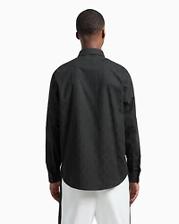 Regular fit cotton shirt with allover logo tone