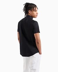 Slim fit short sleeve shirt stretch satin
