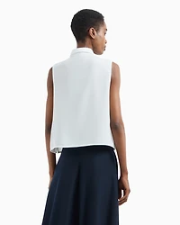 Emporio Armani - Fluid crêpe sleeveless blouse, Woman, White, Size: