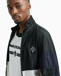 Color block windbreaker jacket with zip