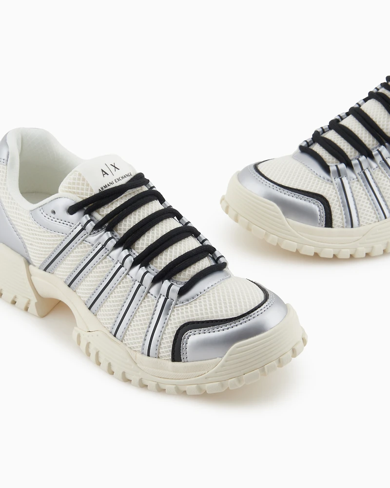 Sneakers with metallic inserts