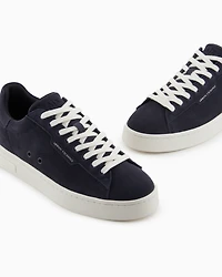 Armani Exchange - Leather sneakers with logo, Man, Navy Blue, Size: