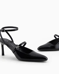 Patent leather slingback pumps