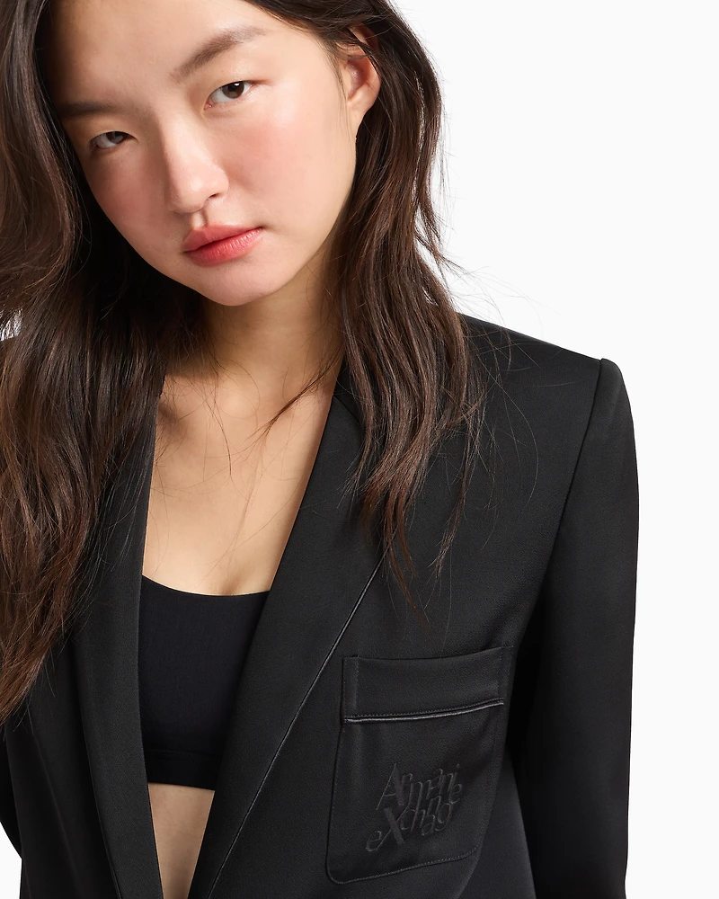 Single-breasted jacket matte satin fabric