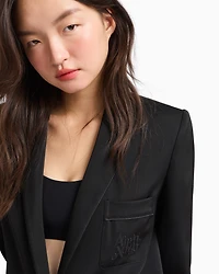 Single-breasted jacket matte satin fabric