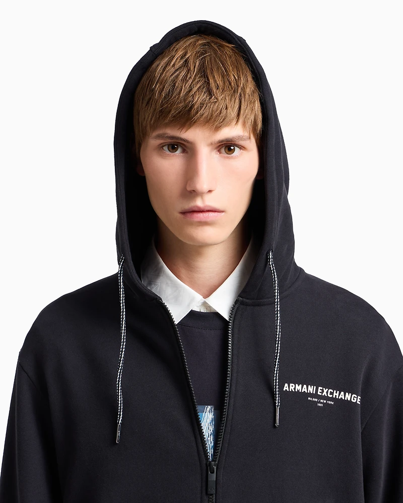 Zip-up hoodie with Milan/New York print on the back