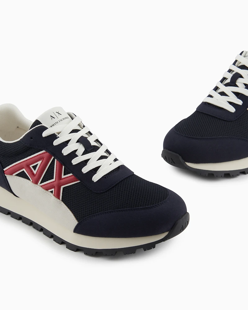 Armani Exchange - Sneakers eco-suede, mesh and nylon, Man, Navy Blue, Size: