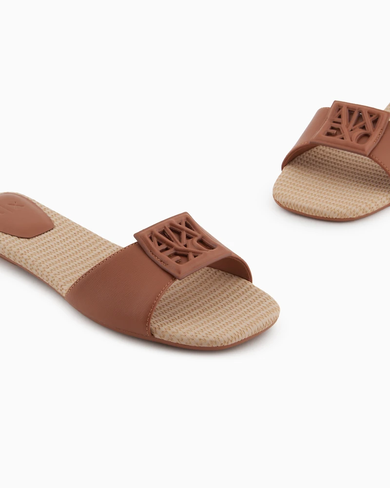 Slippers with band and logo