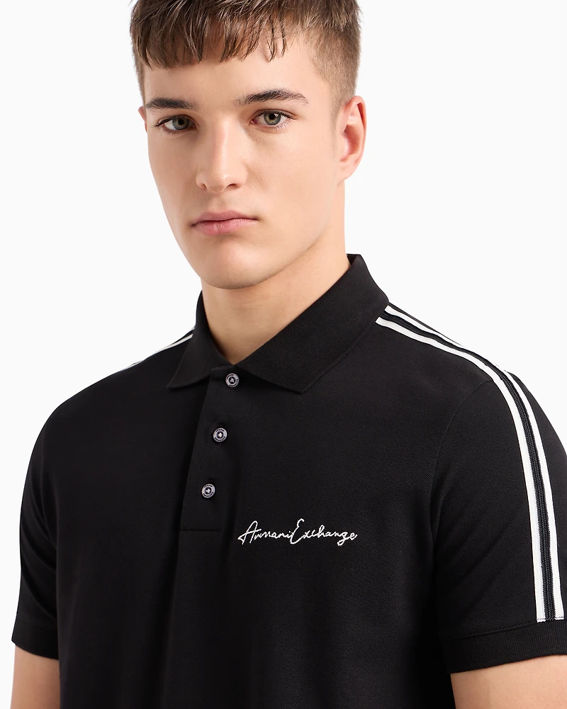 Armani Exchange - Regular fit polo shirt with Signature Logo, Man, Black, Size: