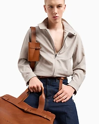 Emporio Armani - Nylon seersucker blouson, Man, Grey, Size: