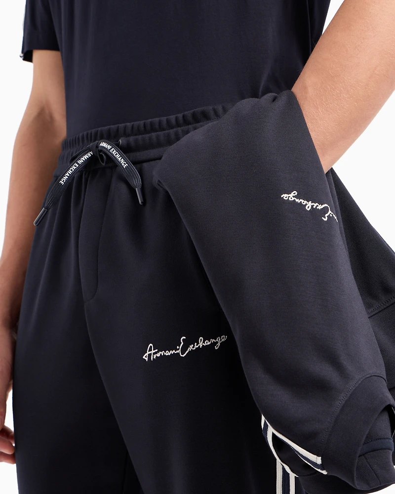 Armani Exchange - Logo Signature Joggers, Man, Navy Blue, Size: