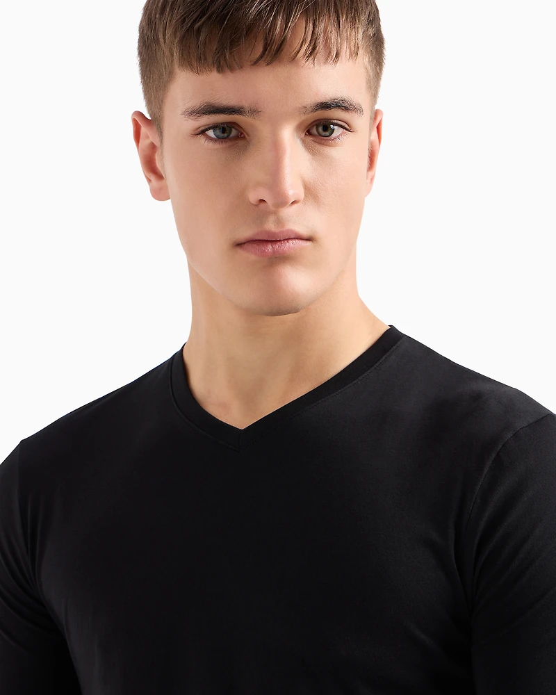 Pima Cotton Long Sleeve V-Neck T-Shirt